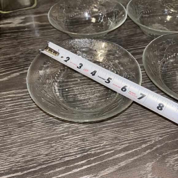 ARCOROC Embossed Glass‎ HOLLY TREE Christmas Set of 5 SOUP / CEREAL BOWLS 6.5" - Picture 4 of 5